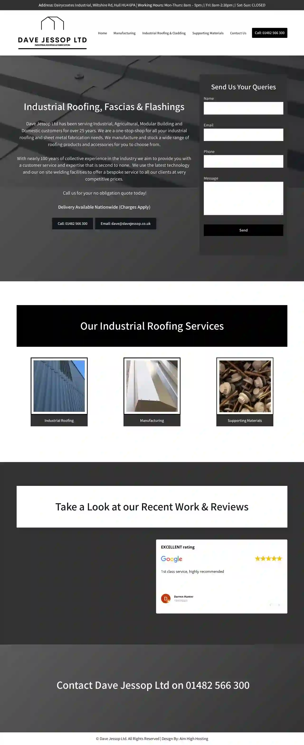 Dave Jessop Ltd - Roofing Company Hull - Industrial Roofing & Sheet Metal Fabrication - Hull / Malton / York