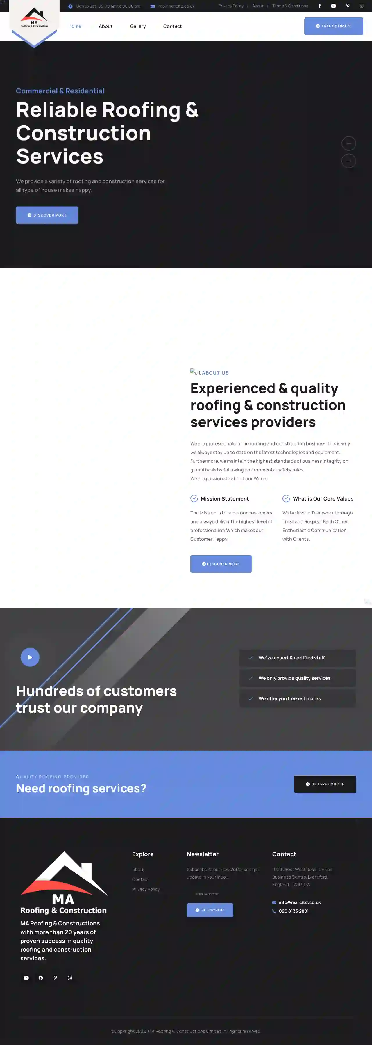 M A Roofing and Construction